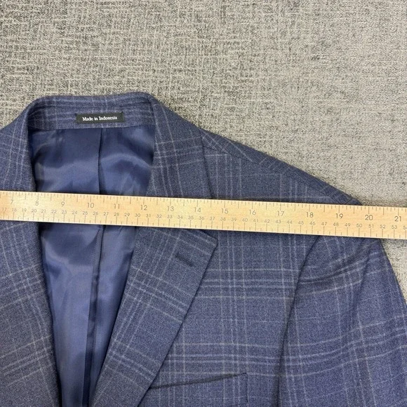 Pronto Uomo Platinum Sport Coat Blazer Men 42 Short Blue Plaid Wool Double Vent - Picture 8 of 11